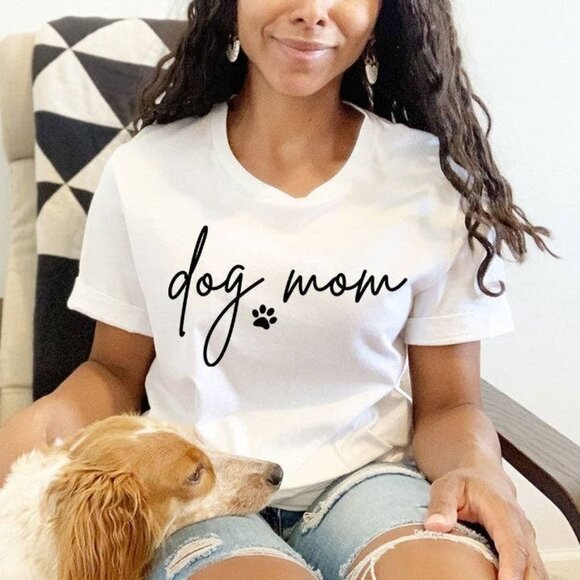 Tops - Dog Mom NEW white short sleeve shirt